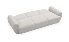 Canapé convertible 3 places dossier et accoudoirs arrondis Cecora tissu texturé gris clair