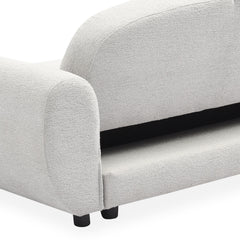 Canapé convertible 3 places dossier et accoudoirs arrondis Cecora tissu texturé gris clair