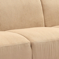 Canapé 3 places convertible Cecora dossier et accoudoirs arrondis en velours côtelé beige