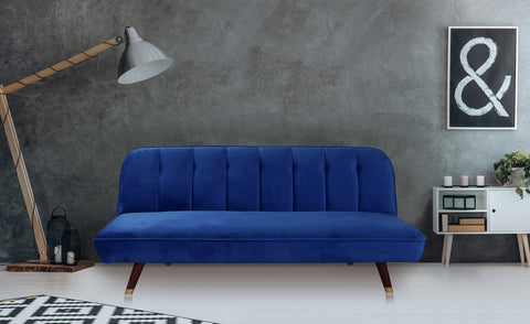 Sofá cama clic-clac Arees convertible de terciopelo azul