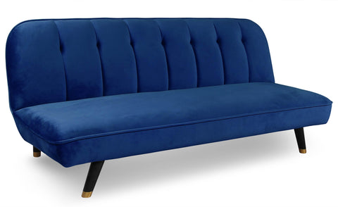 Sofá cama clic-clac Arees convertible de terciopelo azul