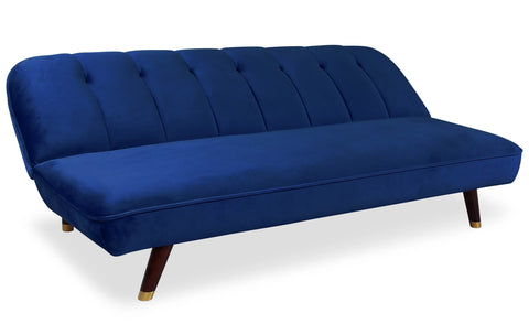 Sofá cama clic-clac Arees convertible de terciopelo azul