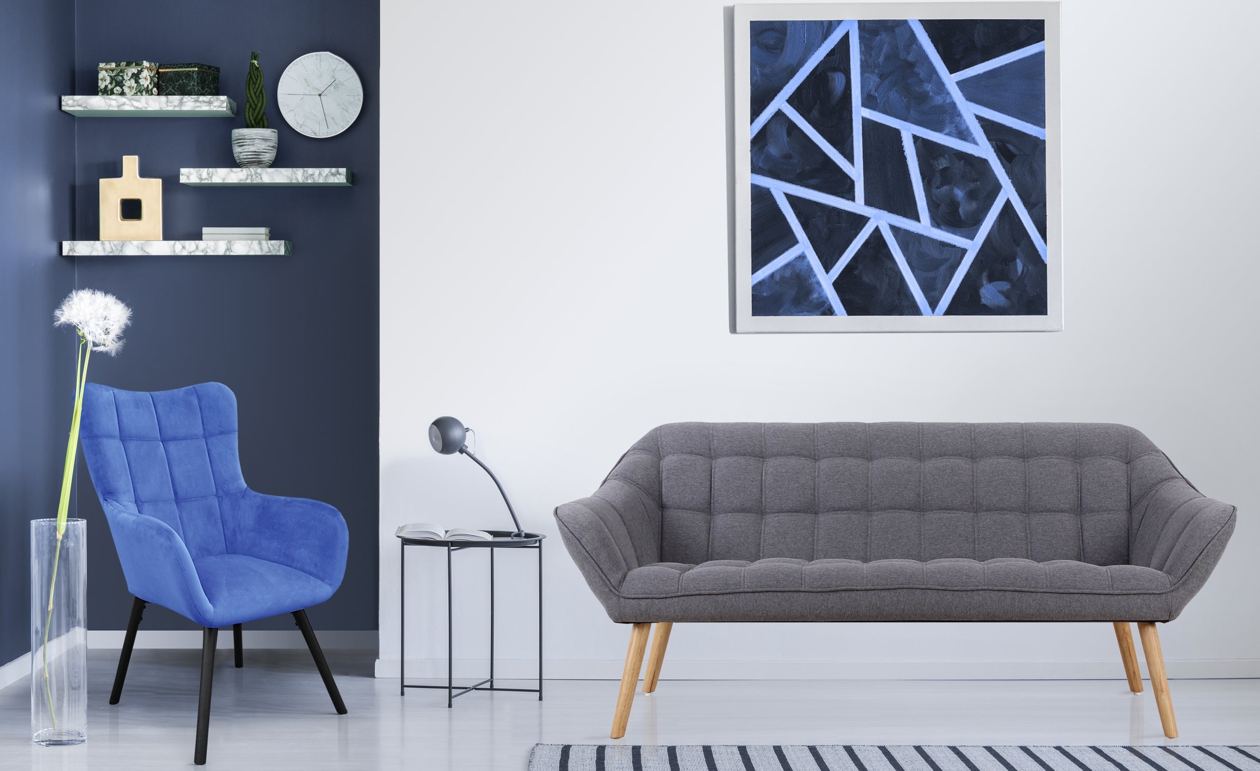 Canapé 3 places Scandinave Zentao Tissu Gris Clair