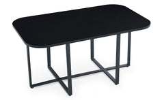 Table rectangulaire 150cm avec 6 chaises gain de place Oslo Noir et Tissu Gris
