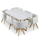 Ensemble table et 6 chaises en blanc et simili cuir blanc