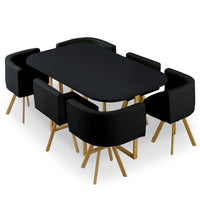 Ensemble table et 6 chaises XL noir et simili noir