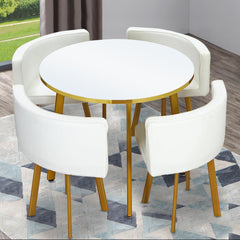 Table ronde et chaises Riga Blanc et Simili Blanc