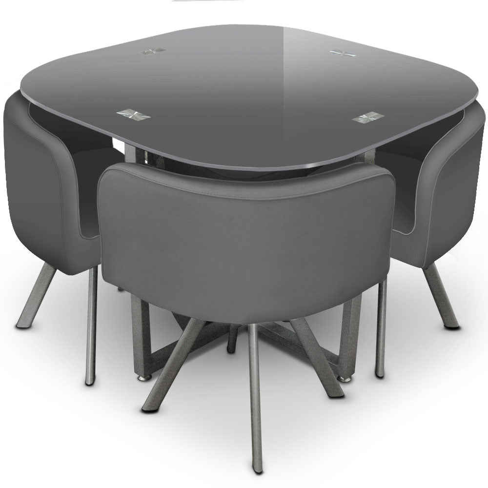Ensemble table + chaises Mosaic 90 Gris