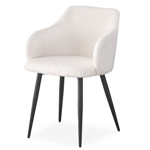Lot de 4 chaises Paoline Tissu Bouclette Crème