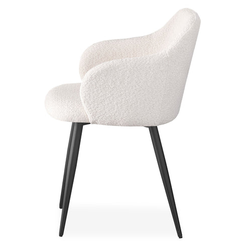 Lot de 8 chaises Paoline Tissu Bouclette Crème