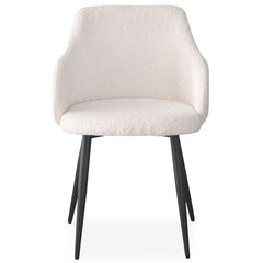 Lot de 8 chaises Paoline Tissu Bouclette Crème