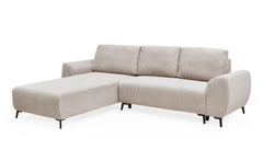 Canapé d'angle convertible Cauline en velours côtelé beige