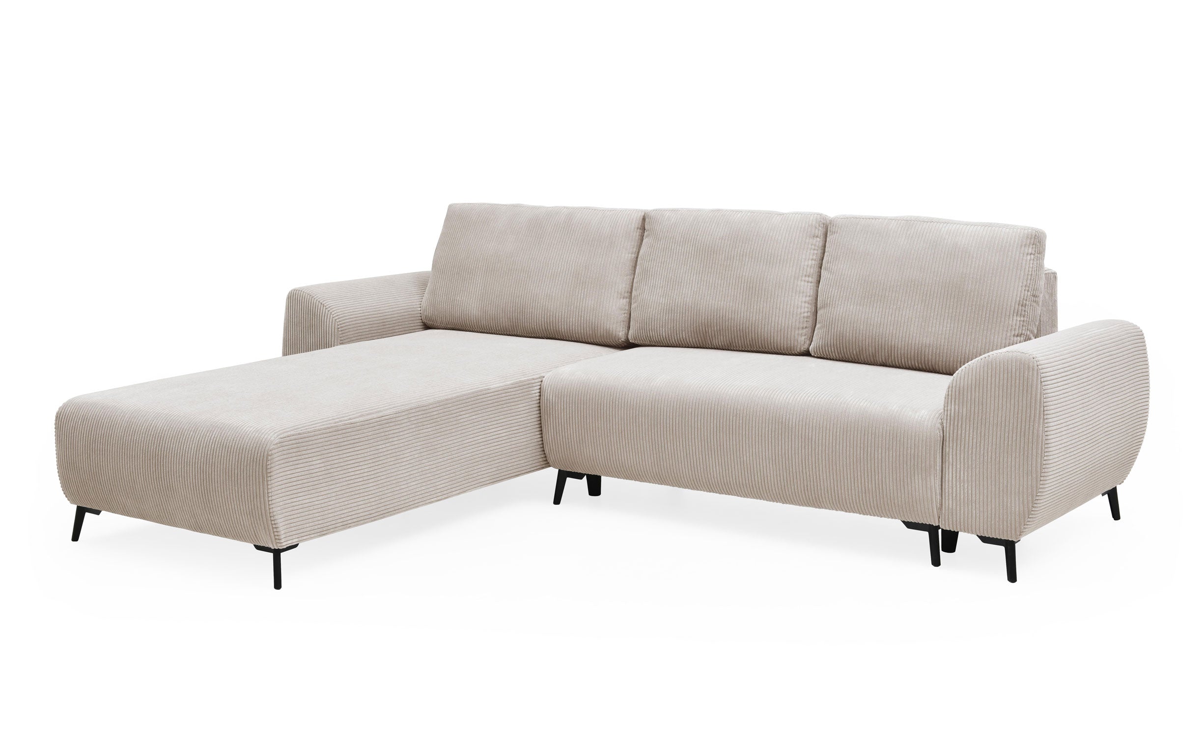 Canapé convertible avec angle réversible Paolo Velours côtelé Beige