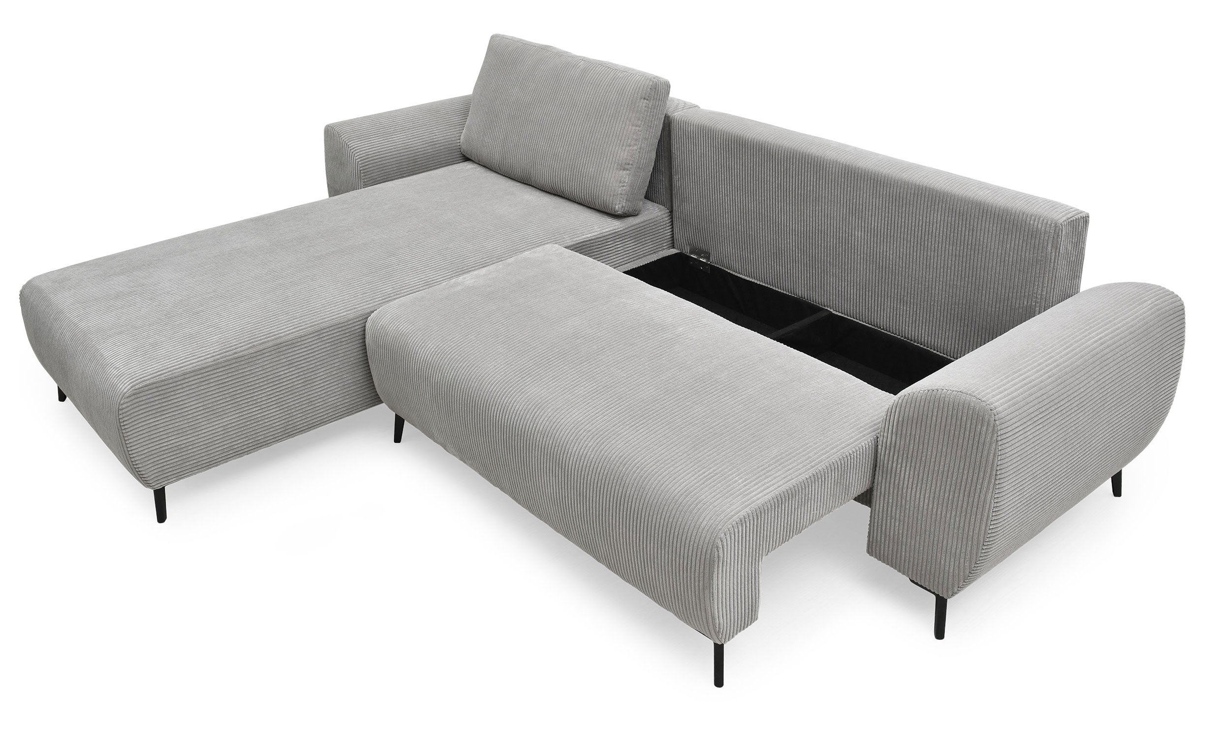 Canapé convertible avec angle à gauche Paolo Velours côtelé Gris