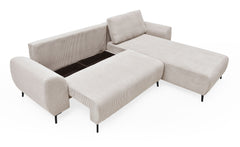 Canapé convertible avec angle réversible Paolo Velours côtelé Beige