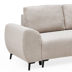 Canapé d'angle convertible Cauline en velours côtelé beige