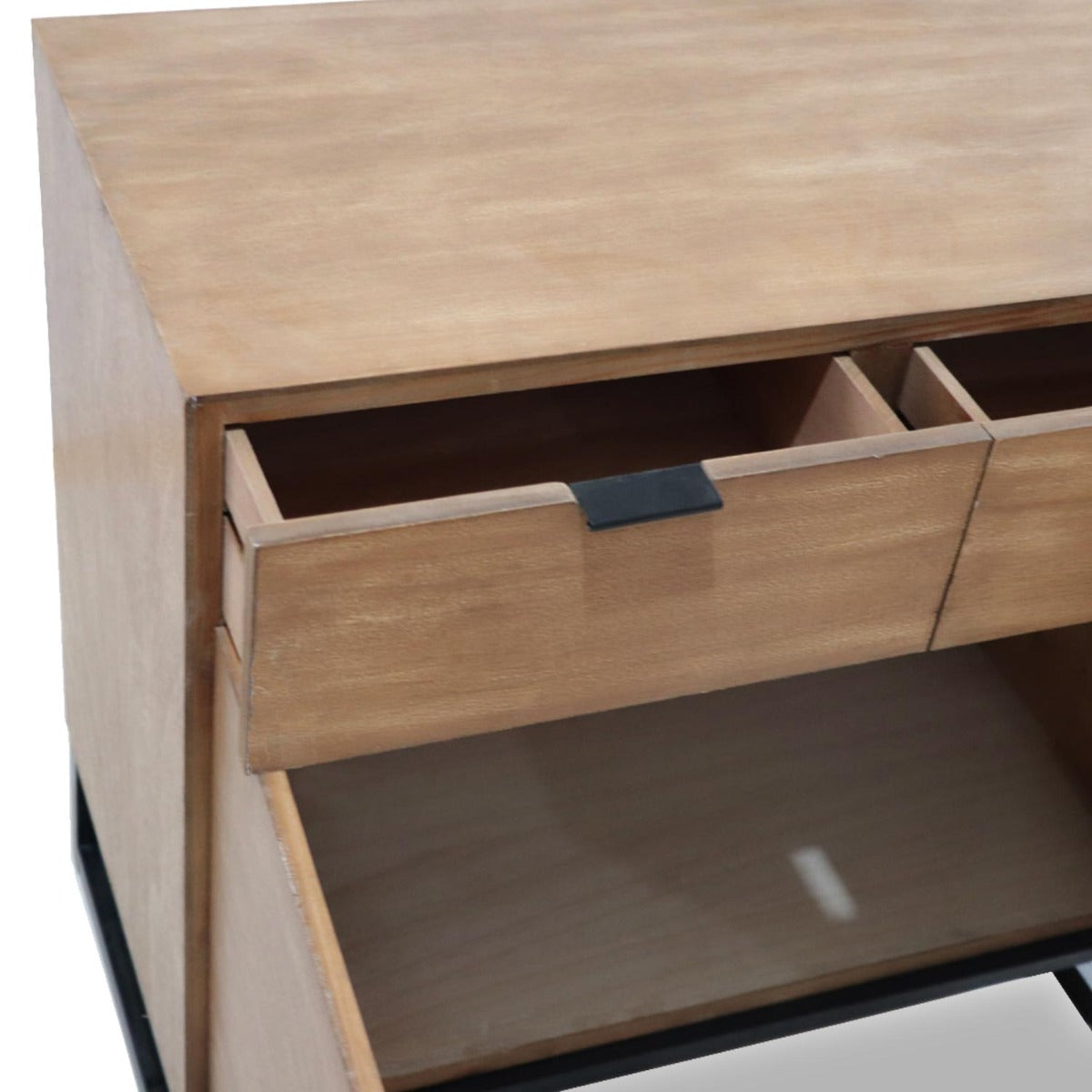 Commode 2 tiroirs et 2 portes battantes Panara Chêne Clair