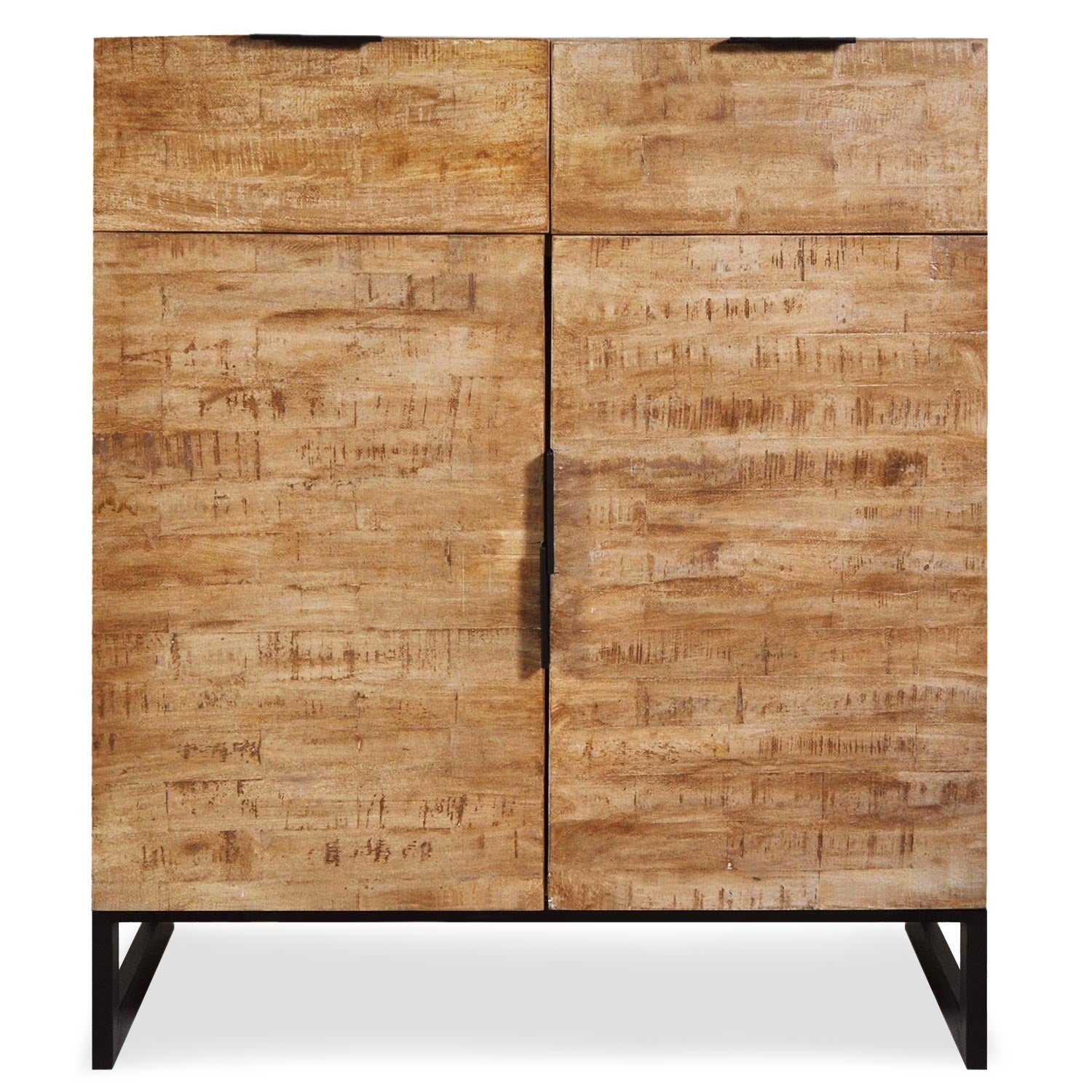 Commode 2 tiroirs et 2 portes battantes Panara Chêne Clair