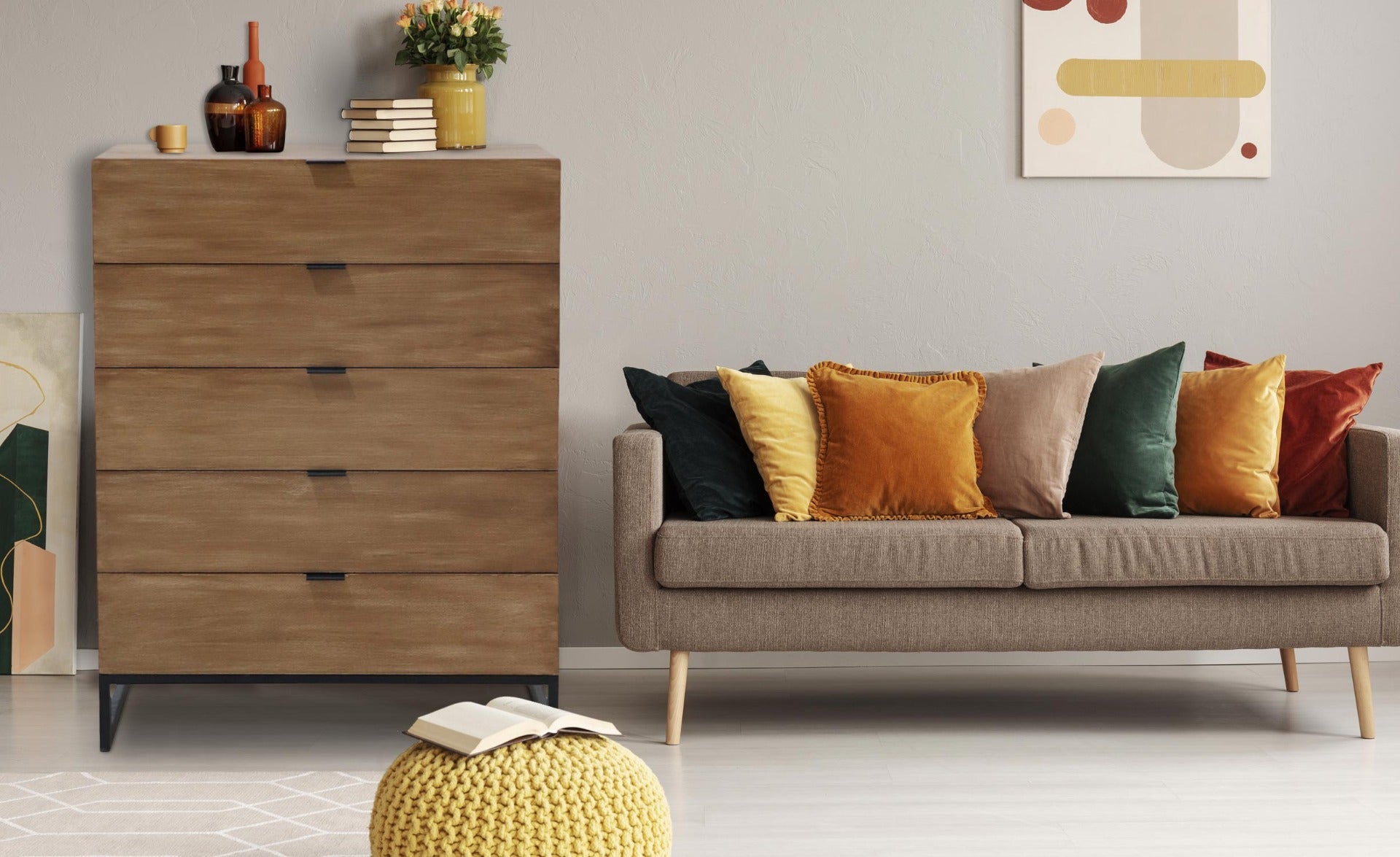 Commode 5 tiroirs Panara Chêne Clair