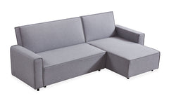 Canapé d'angle convertible en tissu Candish gris effet lin