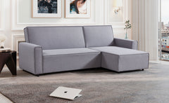 Canapé d'angle convertible en tissu Candish gris effet lin