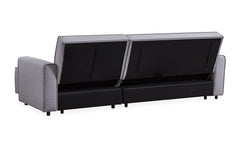 Canapé d'angle convertible en tissu Candish gris effet lin