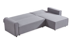 Canapé d'angle convertible en tissu Candish gris effet lin