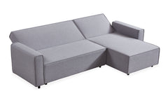 Canapé d'angle convertible en tissu Candish gris effet lin