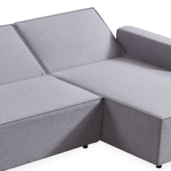 Canapé d'angle convertible en tissu Candish gris effet lin