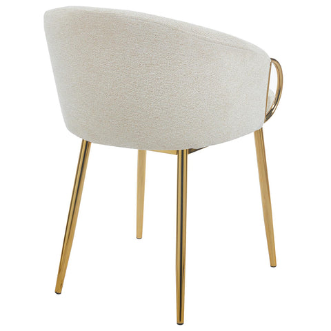 Lot de 2 chaises Chantil arrondies matelassées métal doré tissu beige