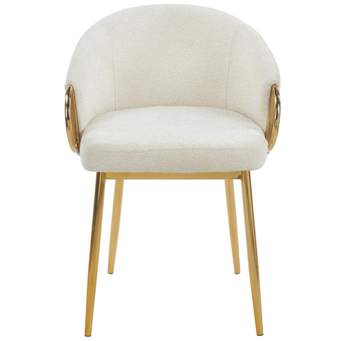 Lot de 2 chaises Chantil arrondies matelassées métal doré tissu beige