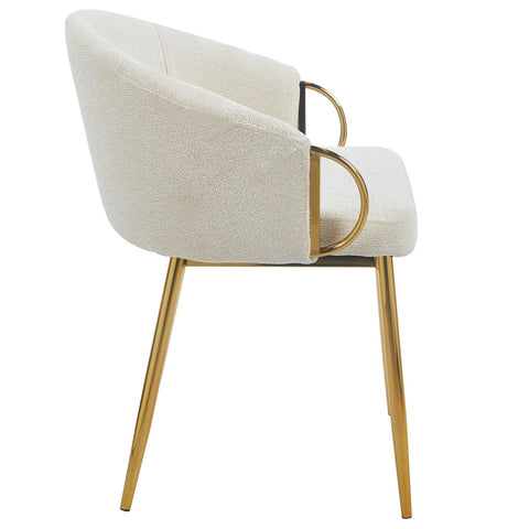 Lot de 6 chaises matelassées Chantil arrondies en métal doré et tissu beige