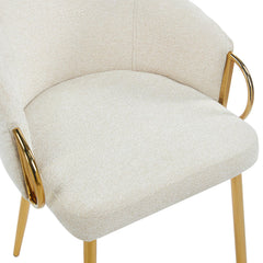 Lot de 4 chaises matelassées Chantil avec pieds en métal doré et tissu beige