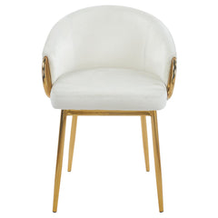 Lot de 4 chaises matelassées velours crème Chantil avec métal doré