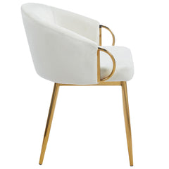 Lot de 4 chaises matelassées velours crème Chantil avec métal doré