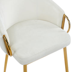 Lot de 4 chaises matelassées velours crème Chantil avec métal doré