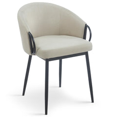 Lot de 2 chaises Chantil arrondies matelassées métal noir tissu beige
