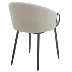 Lot de 2 chaises Chantil arrondies matelassées métal noir tissu beige