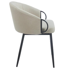 Lot de 2 chaises Chantil arrondies matelassées métal noir tissu beige