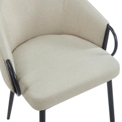 Lot de 2 chaises Chantil arrondies matelassées métal noir tissu beige