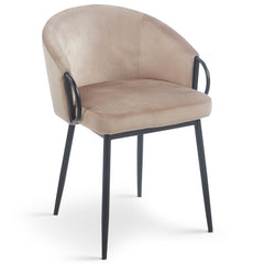Lot de 2 chaises Chantil arrondies matelassées métal noir velours taupe