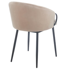 Lot de 2 chaises Chantil arrondies matelassées métal noir velours taupe