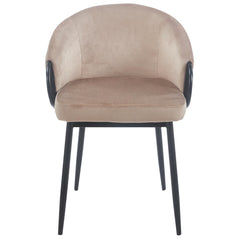 Lot de 2 chaises Chantil arrondies matelassées métal noir velours taupe