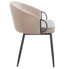 Lot de 2 chaises Chantil arrondies matelassées métal noir velours taupe