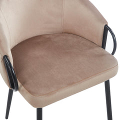 Lot de 2 chaises Chantil arrondies matelassées métal noir velours taupe