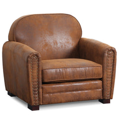 Fauteuil club en tissu effet vieilli vintage