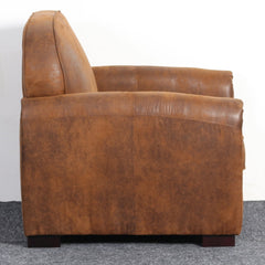 Fauteuil club en tissu effet vieilli vintage