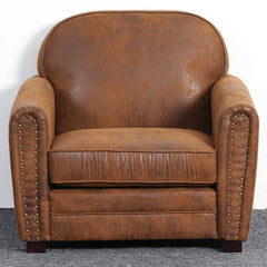 Fauteuil club en tissu effet vieilli vintage