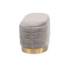 Banquette-coffre moderne matelassée avec base dorée Philae Velours Gris clair