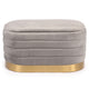 Banquette-coffre matelassée avec base dorée en velours gris clair